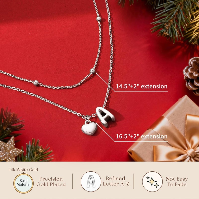 adoyi Valentines Day Gifts for Women Hers Dainty 14K Gold Plated Heart Initial Necklaces Layered Letter A-Z Pendant Necklace Stack Trendy Jewelry Birthday Valentines Day Gifts for Women Jewelry - Image 4